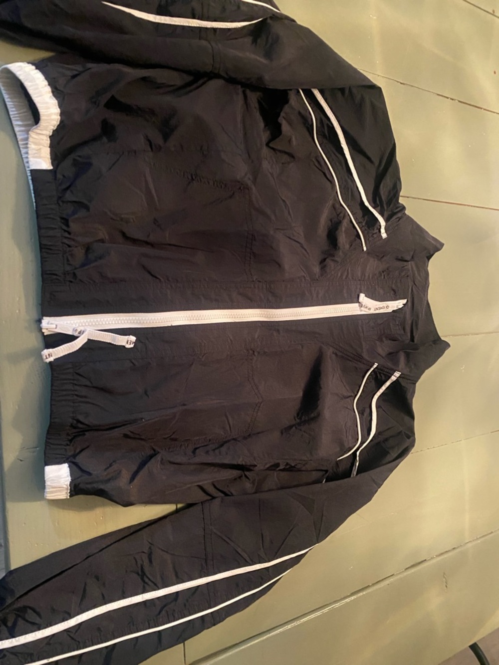 NWT Free People Black Windbreaker Jacket with White Piping